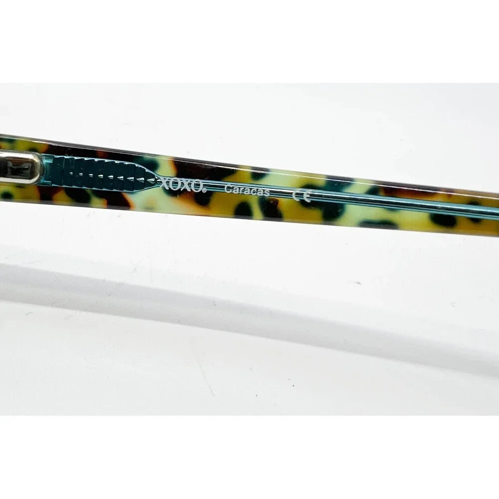XOXO Eyeglasses Womens Blue Cheetah Caracas Cat Eye Frames 52-15-135